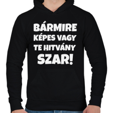 PRINTFASHION BÁRMIRE KÉPES VAGY! - Férfi kapucnis pulóver - Fekete férfi pulóver, kardigán