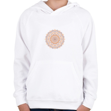 PRINTFASHION Barna-narancs mandala - Gyerek kapucnis pulóver - Fehér gyerek pulóver, kardigán