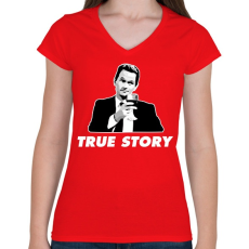 PRINTFASHION Barney S. - True Story - Női V-nyakú póló - Piros