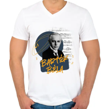 PRINTFASHION Bartók Béla - Férfi V-nyakú póló - Fehér férfi póló
