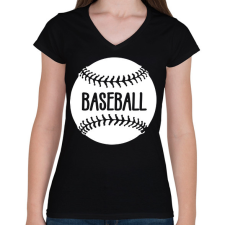 PRINTFASHION Baseball fehér - Női V-nyakú póló - Fekete női póló
