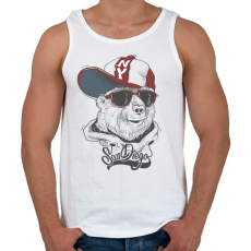 PRINTFASHION Baseball sapkás medve - Férfi atléta - Fehér