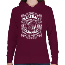 PRINTFASHION Baseball Szuper bajnokság - Női kapucnis pulóver - Bordó női pulóver, kardigán