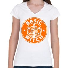 PRINTFASHION Basic Witch - Női V-nyakú póló - Fehér