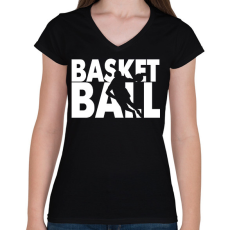 PRINTFASHION Basketball - Kosárlabda - Női V-nyakú póló - Fekete