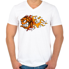 PRINTFASHION Basketball Monster - Férfi V-nyakú póló - Fehér férfi póló