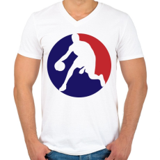 PRINTFASHION Basketball Player - Férfi V-nyakú póló - Fehér