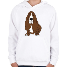 PRINTFASHION Basset hound - Gyerek kapucnis pulóver - Fehér gyerek pulóver, kardigán