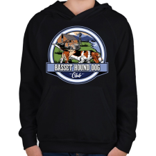 PRINTFASHION Basset hound kutya club - Gyerek kapucnis pulóver - Fekete gyerek pulóver, kardigán