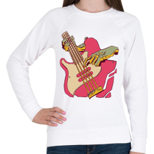 PRINTFASHION Basszusgitár - Női pulóver - Fehér női pulóver, kardigán