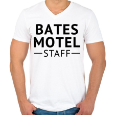PRINTFASHION Bates Motel Staff - Férfi V-nyakú póló - Fehér férfi póló