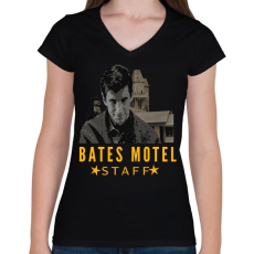 PRINTFASHION BATES MOTEL STAFF - Női V-nyakú póló - Fekete