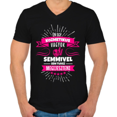 PRINTFASHION Bátor kozmetikus - Férfi V-nyakú póló - Fekete