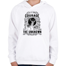 PRINTFASHION Bátorság - Gyerek kapucnis pulóver - Fehér