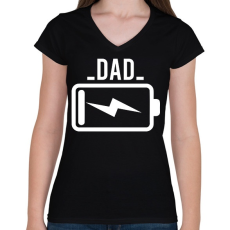 PRINTFASHION Battery - dad - Női V-nyakú póló - Fekete