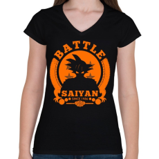 PRINTFASHION battle saiyan - Női V-nyakú póló - Fekete