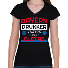 PRINTFASHION Bayern drukker - Női V-nyakú póló - Fekete női póló