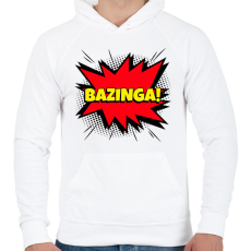 PRINTFASHION BAZINGA - Férfi kapucnis pulóver - Fehér
