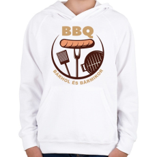 PRINTFASHION BBQ bárhol és bármikor - Gyerek kapucnis pulóver - Fehér