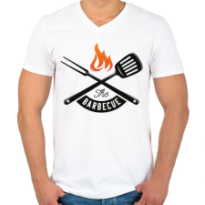PRINTFASHION BBQ - Férfi V-nyakú póló - Fehér férfi póló