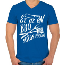 PRINTFASHION BBQ SÜTŐS Pólóm - fehér - Férfi V-nyakú póló - Királykék férfi póló