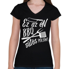 PRINTFASHION BBQ SÜTŐS Pólóm - fehér - Női V-nyakú póló - Fekete