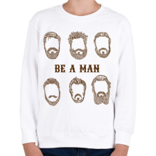 PRINTFASHION Be a man - Szakállas minta - Gyerek pulóver - Fehér gyerek pulóver, kardigán