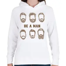 PRINTFASHION Be a man - Szakállas minta - Női kapucnis pulóver - Fehér női pulóver, kardigán
