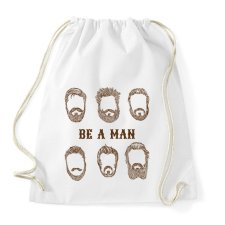 PRINTFASHION Be a man - Szakállas minta - Sportzsák, Tornazsák - Fehér tornazsák