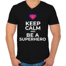 PRINTFASHION BE A SUPERHERO - Férfi V-nyakú póló - Fekete férfi póló
