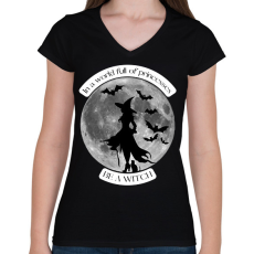 PRINTFASHION Be a witch - Női V-nyakú póló - Fekete