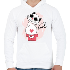 PRINTFASHION Be cool!  - Férfi kapucnis pulóver - Fehér férfi pulóver, kardigán