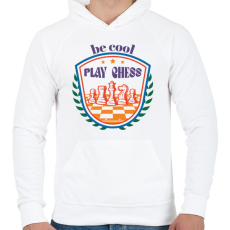 PRINTFASHION Be cool - Play chess - Férfi kapucnis pulóver - Fehér
