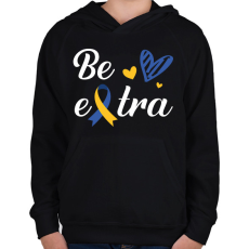PRINTFASHION Be extra - Gyerek kapucnis pulóver - Fekete