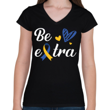 PRINTFASHION Be extra - Női V-nyakú póló - Fekete női póló