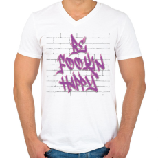 PRINTFASHION Be fookin happy - Férfi V-nyakú póló - Fehér