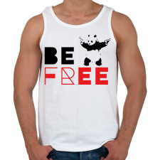 PRINTFASHION Be free - Banksy panda - Férfi atléta - Fehér atléta, trikó