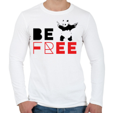 PRINTFASHION Be free - Banksy panda - Férfi hosszú ujjú póló - Fehér férfi póló