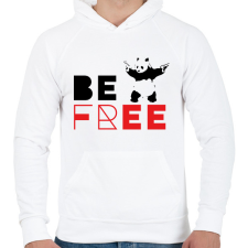 PRINTFASHION Be free - Banksy panda - Férfi kapucnis pulóver - Fehér férfi pulóver, kardigán