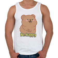 PRINTFASHION Be happy quokka - Férfi atléta - Fehér atléta, trikó