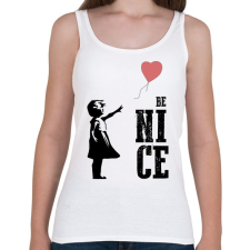 PRINTFASHION Be nice - Banksy graffiti - Női atléta - Fehér női trikó