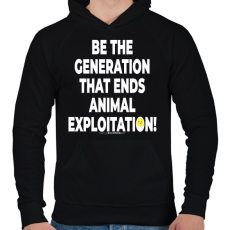 PRINTFASHION be the generation... - vegán aktivista grafika #4 - Férfi kapucnis pulóver - Fekete
