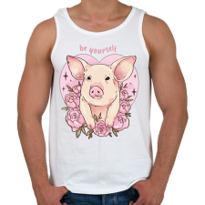 PRINTFASHION Be yourself pig - Férfi atléta - Fehér atléta, trikó