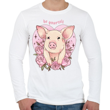 PRINTFASHION Be yourself pig - Férfi hosszú ujjú póló - Fehér férfi póló