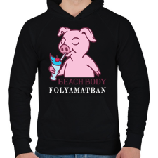 PRINTFASHION Beach Body Folyamatban - Férfi kapucnis pulóver - Fekete férfi pulóver, kardigán