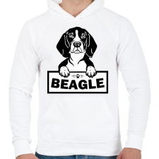PRINTFASHION Beagle - Férfi kapucnis pulóver - Fehér férfi pulóver, kardigán