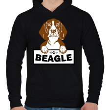 PRINTFASHION Beagle kutya  - Férfi kapucnis pulóver - Fekete férfi pulóver, kardigán