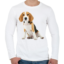 PRINTFASHION Beagle kutyás póló minta - Férfi hosszú ujjú póló - Fehér férfi póló