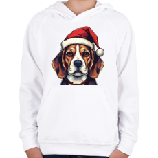 PRINTFASHION Beagle mikulás sapkában - Gyerek kapucnis pulóver - Fehér
