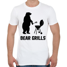 PRINTFASHION Bear Grills - Férfi póló - Fehér férfi póló